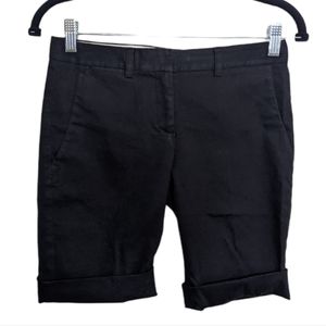 Theory Black Cuffed Shorts Size 0 Casual Cotton-Lycra Blend 🖤